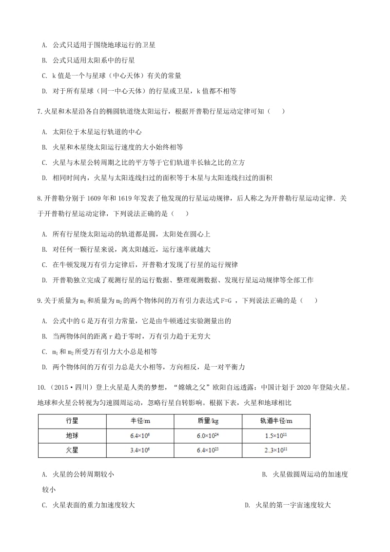 高中物理 第五章 万有引力定律及其应用 5.1 万有引力定律及引力常量的测定同步测试 鲁科版必修2.doc_第2页