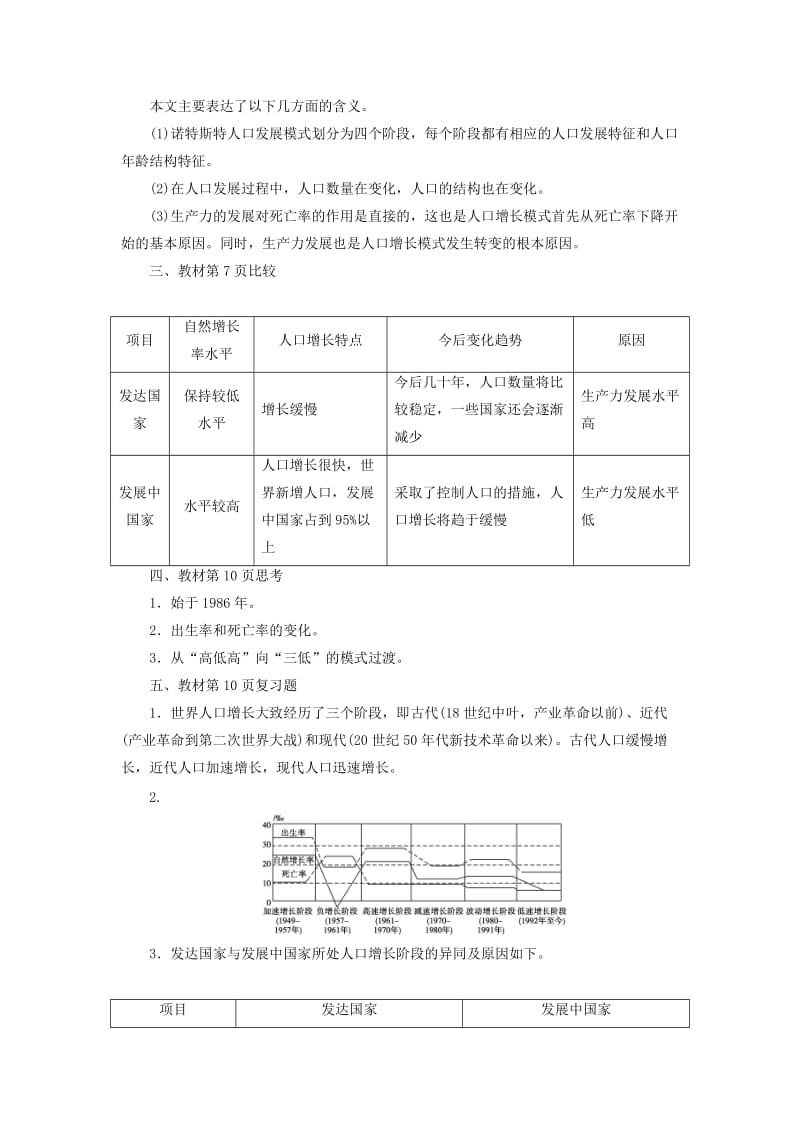 2019春高中地理 第一章 人口的增长、迁移与合理容量 第一节 人口增长的模式及地区分布学案 中图版必修2.doc_第2页