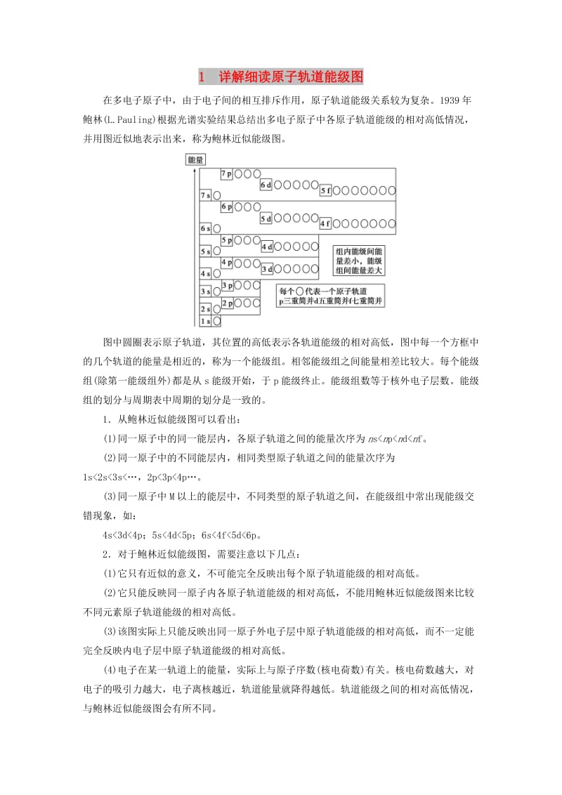 2018-2019学年高中化学 本专题重难点突破1 1 详解细读原子轨道能级图学案 苏教版选修3.docx_第1页