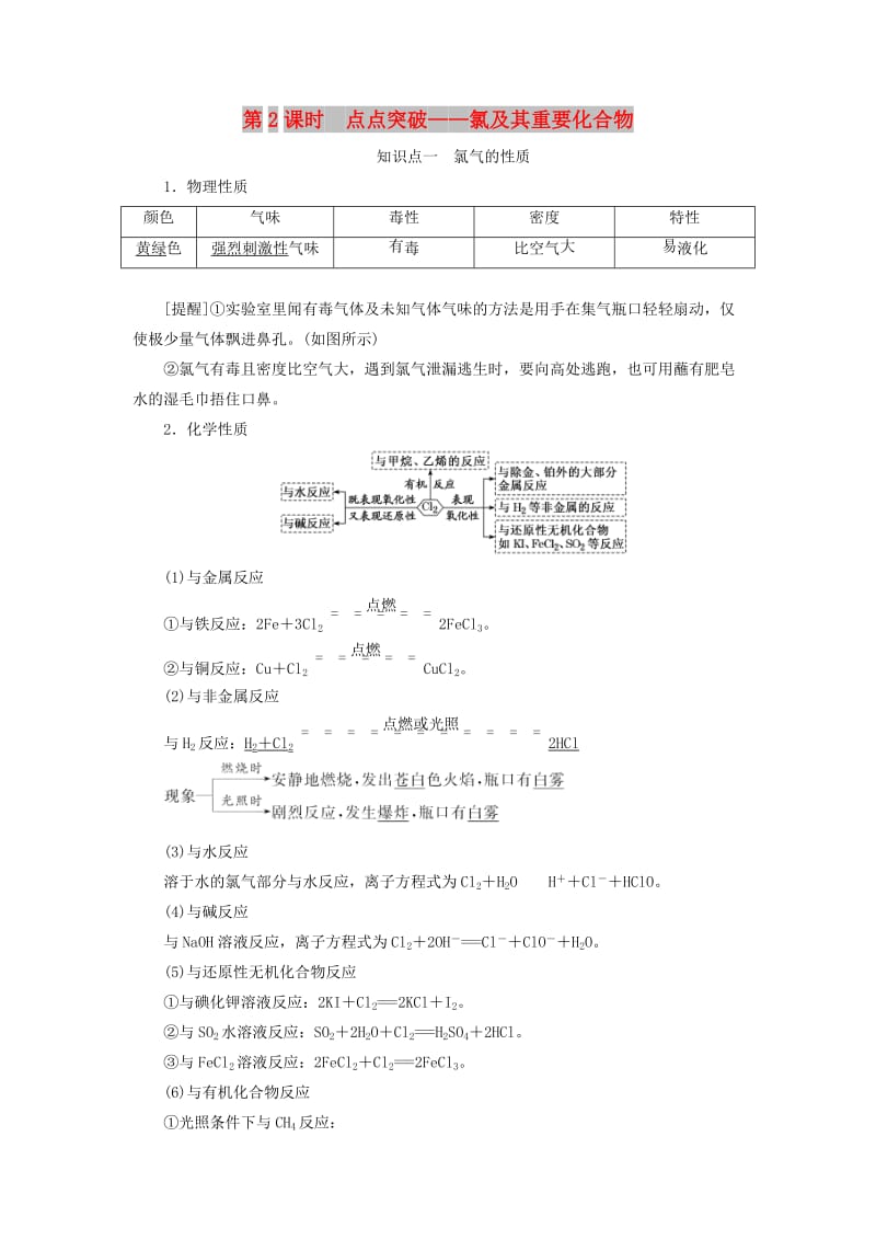 （新课改省份专版）2020高考化学一轮复习 4.2 点点突破 氯及其重要化合物学案（含解析）.doc_第1页