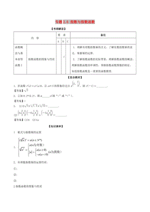 （江蘇專(zhuān)版）2019年高考數(shù)學(xué)一輪復(fù)習(xí) 專(zhuān)題2.6 指數(shù)與指數(shù)函數(shù)（講）.doc