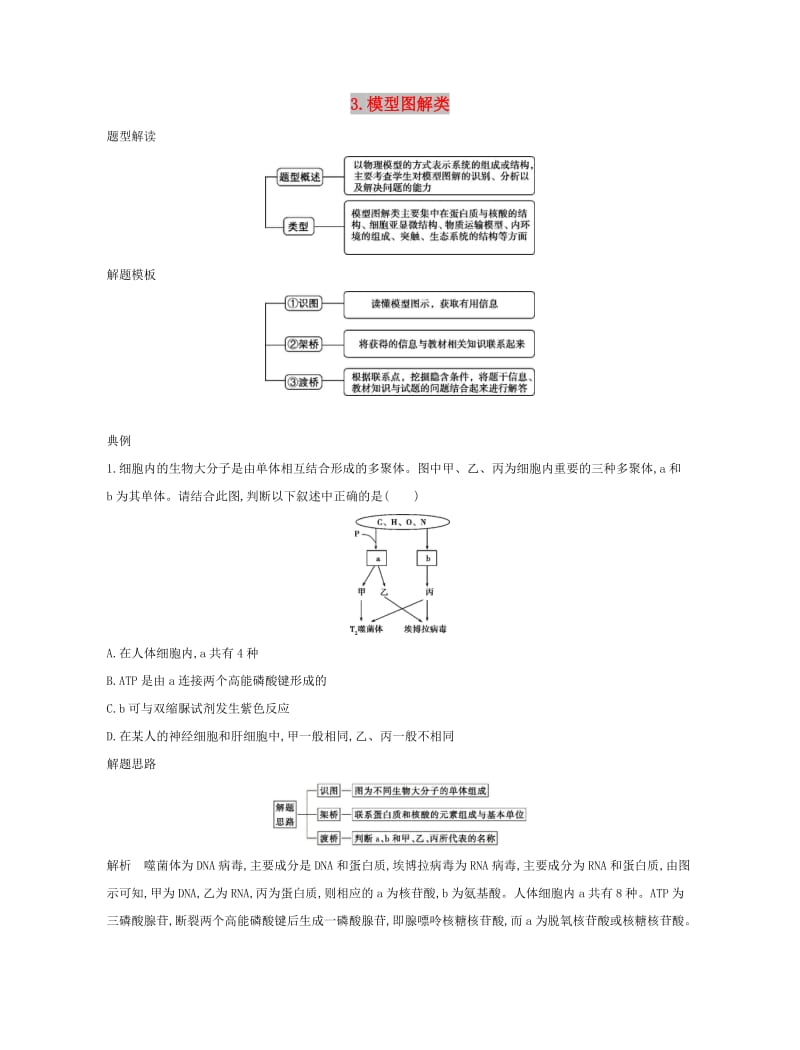 北京专用2019版高考生物一轮复习第一篇解题模板篇3模型图解类练习.doc_第1页