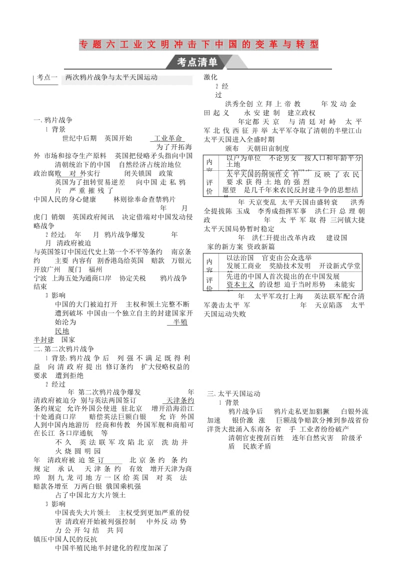 （全国通史版）2019高考历史总复习 专题六 工业文明冲击下中国的变革与转型学案.doc_第1页