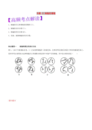 2019年高考生物熱點題型和提分秘籍 專題12 細(xì)胞的增殖教學(xué)案.doc