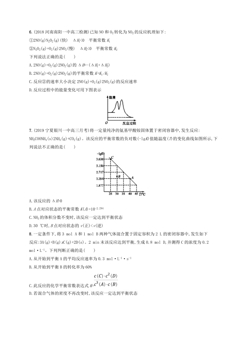 2020版高考化学复习 课时规范练20 化学反应的方向和限度 苏教版.doc_第2页