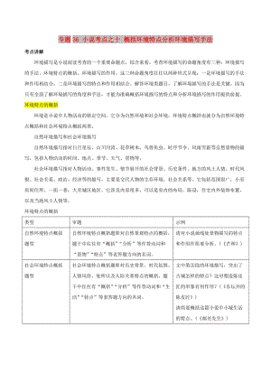 2019年高三語文一輪復(fù)習(xí) 知識點講解閱讀預(yù)熱試題 專題36 小說考點之十 概括環(huán)境特點分析環(huán)境描寫手法（含解析）新人教版.doc