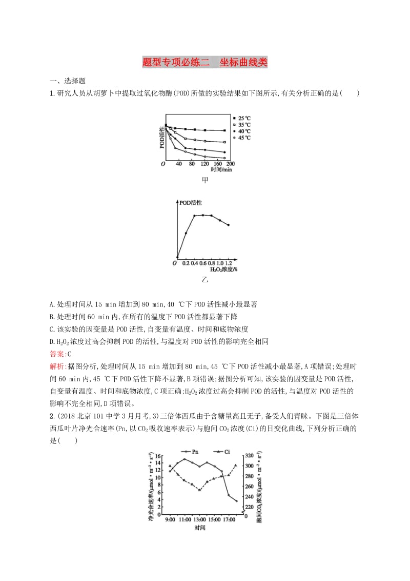 2019版高考生物二輪復(fù)習(xí) 專題突破練 題型專項(xiàng)必練二 坐標(biāo)曲線類.doc