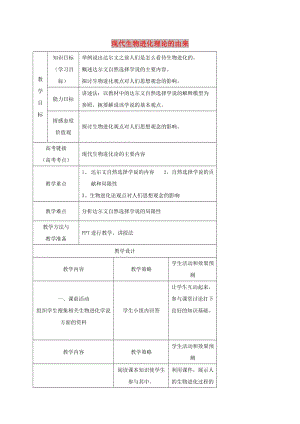 內(nèi)蒙古開(kāi)魯縣高中生物 第七章 現(xiàn)代生物進(jìn)化理論 7.1 現(xiàn)代生物進(jìn)化理論的由來(lái)教案 新人教版必修2.doc