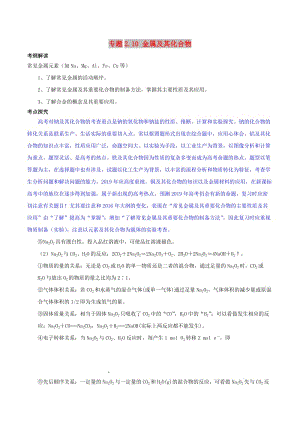 2019年高考化學 中等生百日捷進提升系列 專題2.10 金屬及其化合物基礎(chǔ)練測.doc