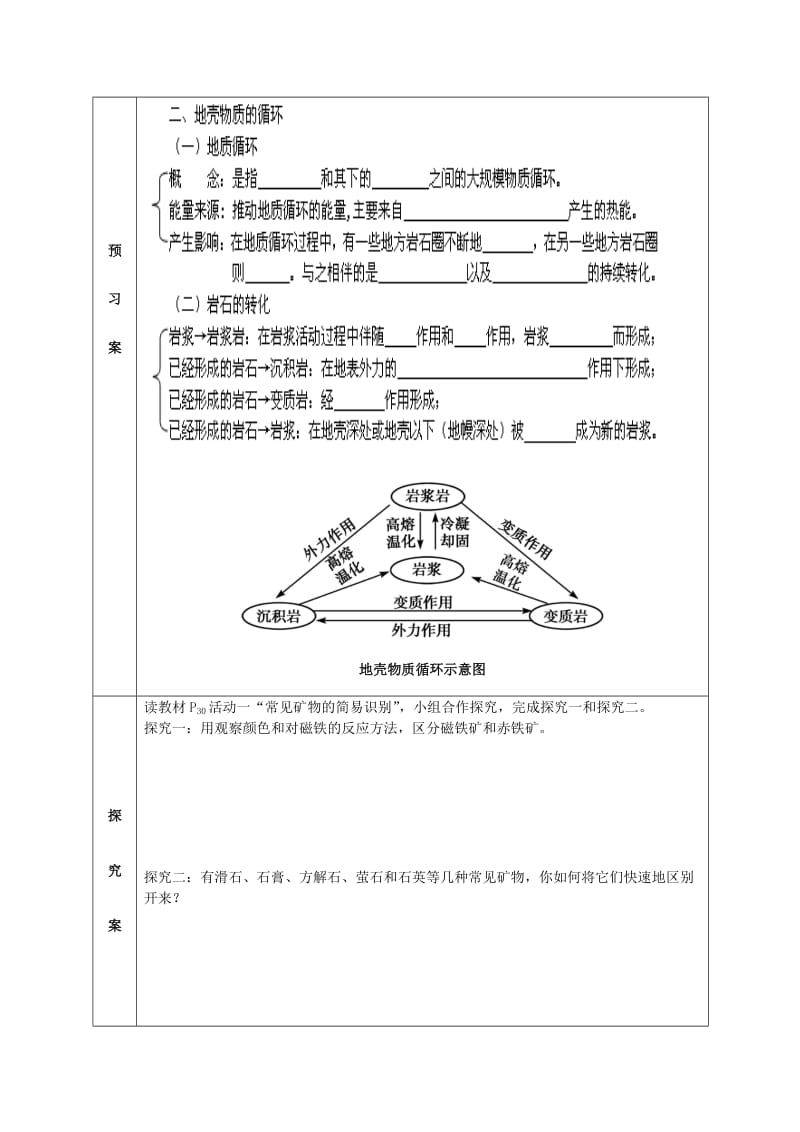 陕西省蓝田县高中地理 第二章 自然环境中的物质运动和能量交换 2.1 地壳的物质组成和物质循环导学案2 湘教版必修1.doc_第2页