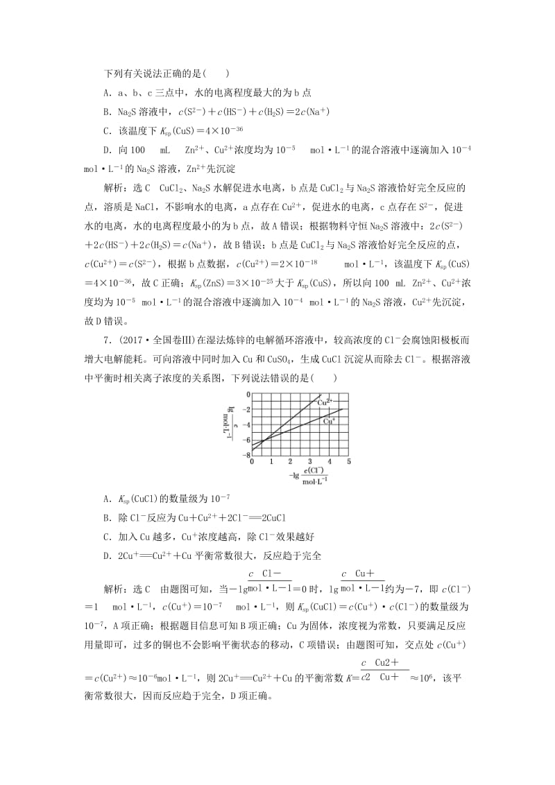 （新课改省份专版）2020高考化学一轮复习 跟踪检测（四十四）专题研究 溶度积的相关计算及溶解图像.doc_第3页