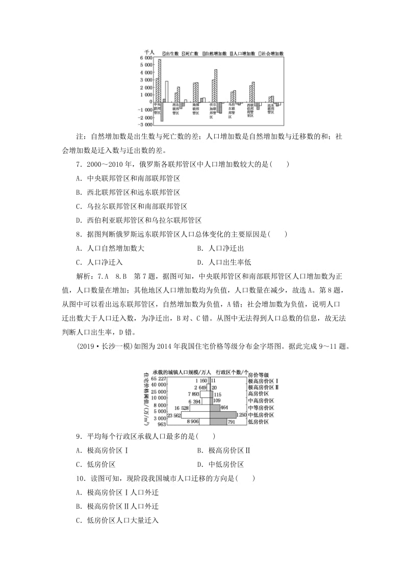 2020版高考地理一轮复习 课时跟踪检测（二十）人口的空间变化（含解析）新人教版.doc_第3页