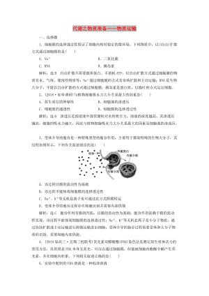 （江蘇專版）2019版高考生物二輪復習 專題二 代謝 主攻點之（一）代謝之物質準備——物質運輸練習（含解析）.doc