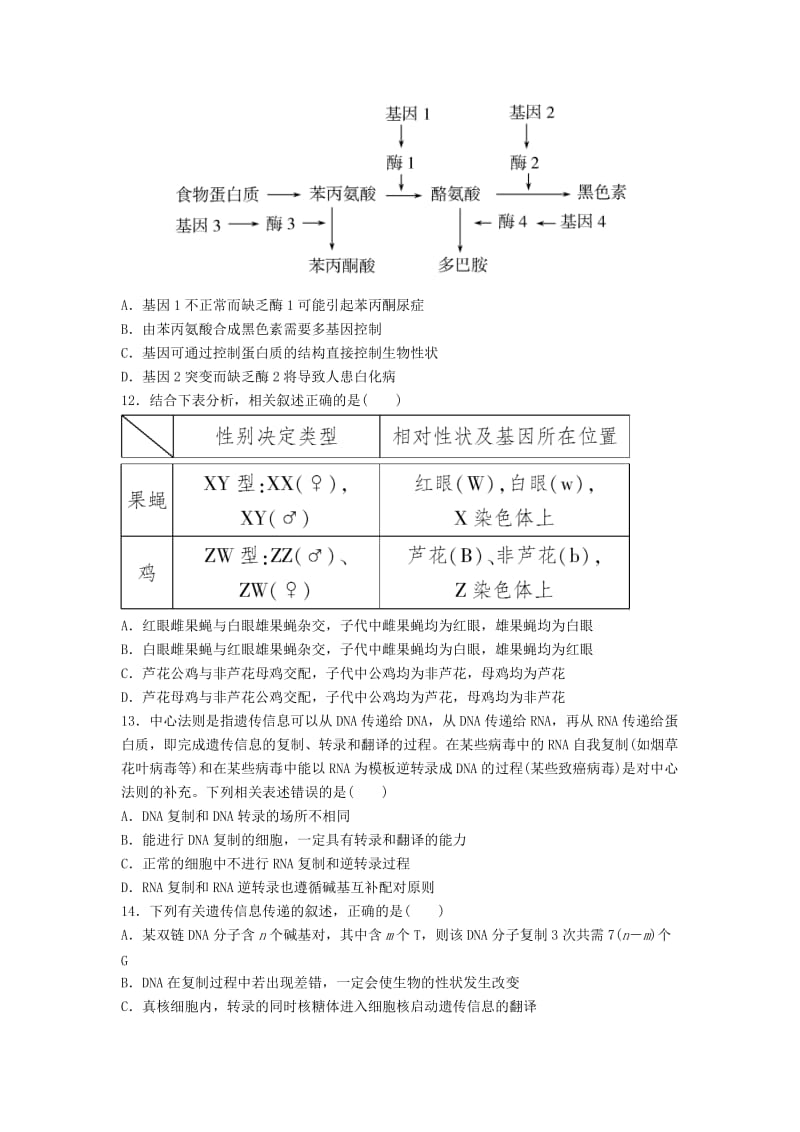 河北省涉县2018年高考生物三轮冲刺 考前15天课堂集训 遗传相关训练.doc_第3页