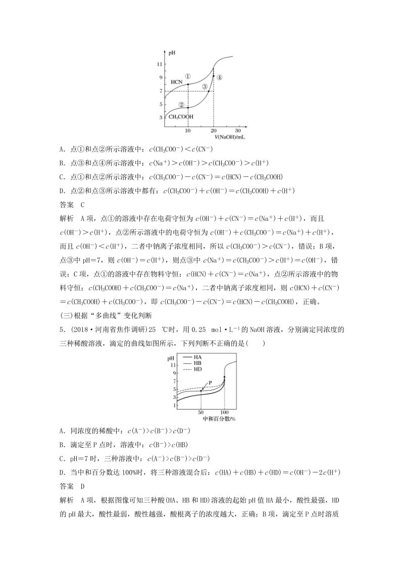 2019版高考化学一轮复习 第八章 水溶液中的离子平衡 微专题27 利用“曲线”变化判断“粒子”浓度关系学案.doc_第3页