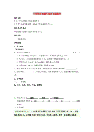 江蘇省東臺市高中化學 專題一 化學家眼中的物質世界 課時11一定物質的量濃度溶液的配制導學案蘇教版必修1.doc