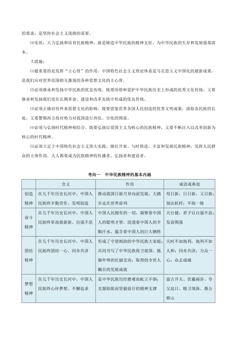 2019年高考政治 考点一遍过 考点37 弘扬和培育民族精神（含解析）.doc_第3页