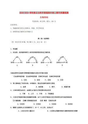 吉林省公主嶺市2018-2019學(xué)年高二生物上學(xué)期期中試題.doc