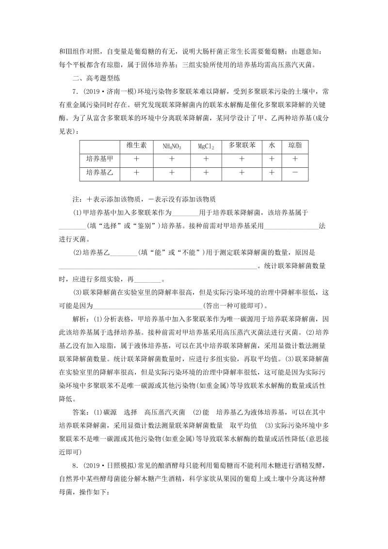 （新课改省份专用）2020版高考生物一轮复习 课下达标检测（三十六）微生物的培养与应用（含解析）.doc_第3页