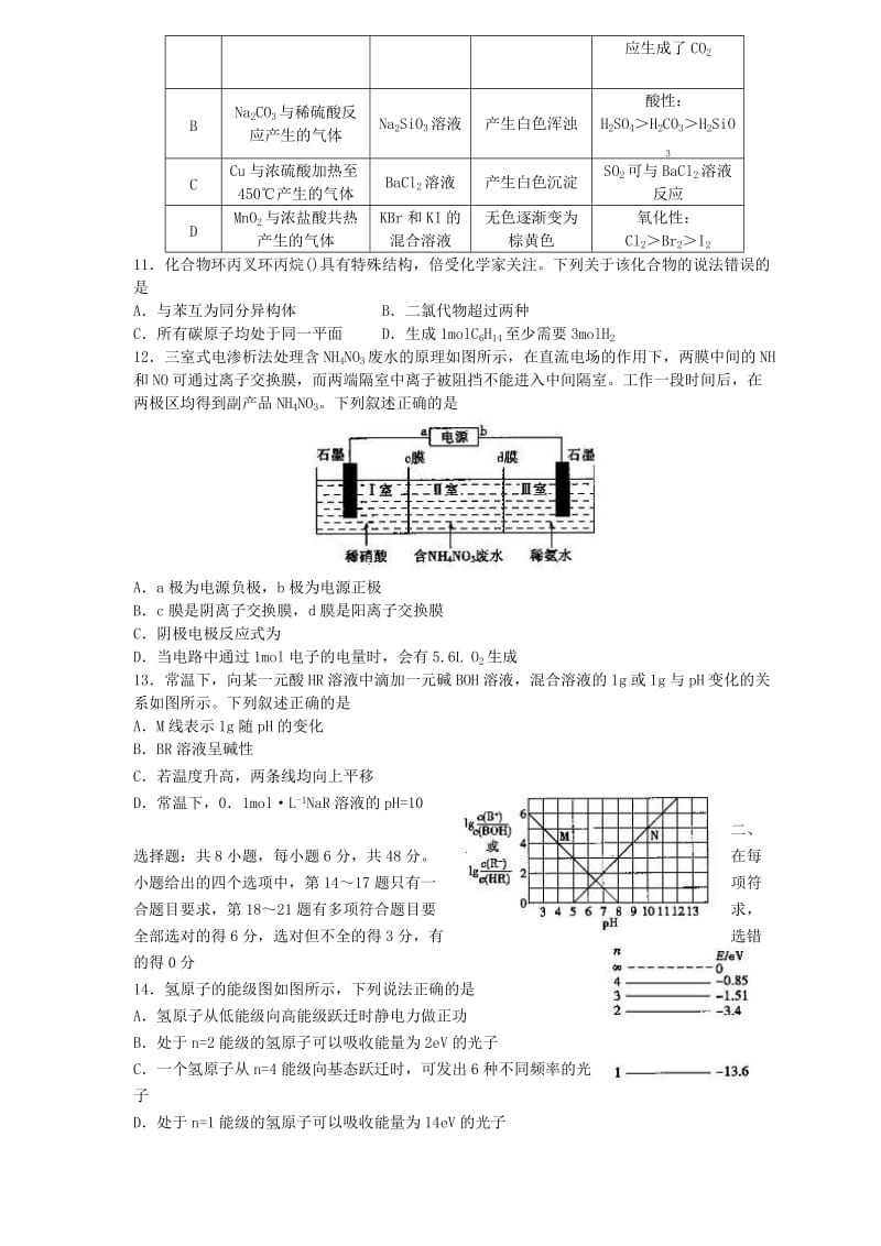 山东省聊城市2019届高三理综4月第二次模拟考试试题.doc_第3页