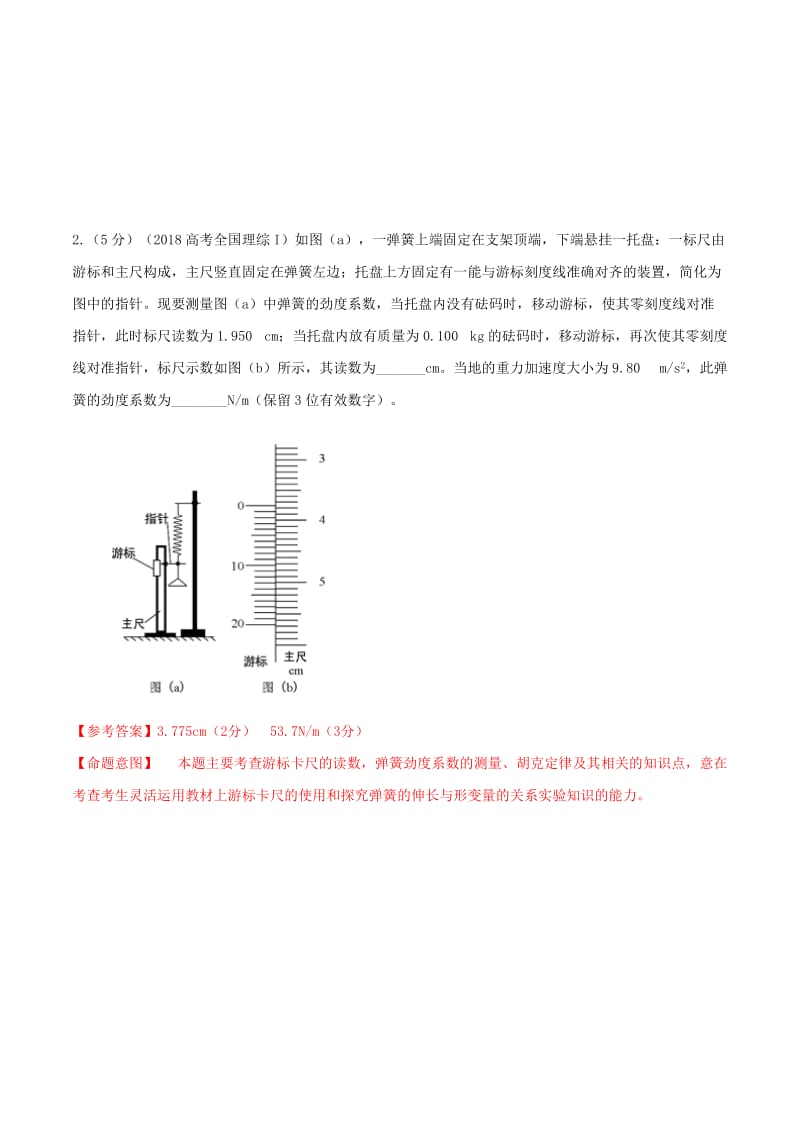 2019年高考物理 名校模拟试题分项解析40热点 专题22 探究弹簧伸长和弹力的关系实验.doc_第2页