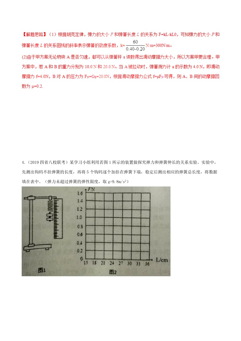 2019年高考物理 名校模拟试题分项解析40热点 专题22 探究弹簧伸长和弹力的关系实验.doc_第3页