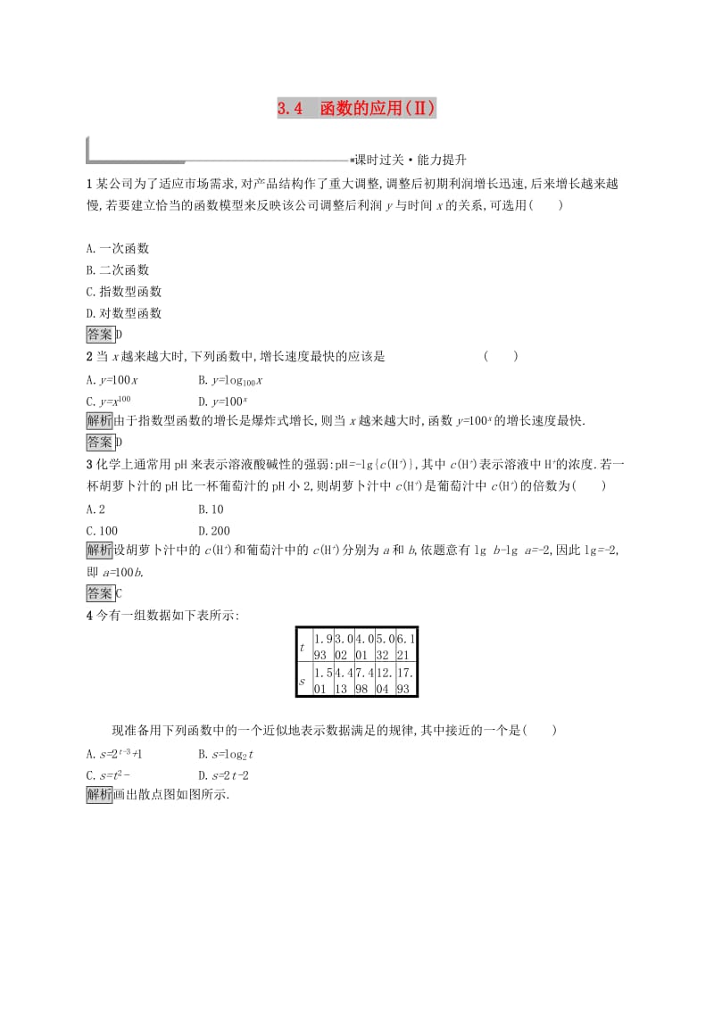 全国通用版2018-2019高中数学第三章基本初等函数Ⅰ3.4函数的应用(Ⅱ)练习新人教B版必修1 .doc_第1页