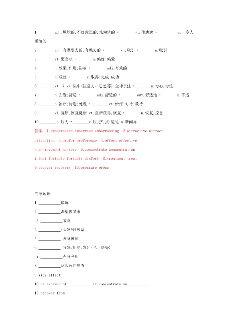 2020版高考英语大一轮复习 Unit 3 Looking good, feeling good词汇积累 牛津译林版必修1.doc_第2页