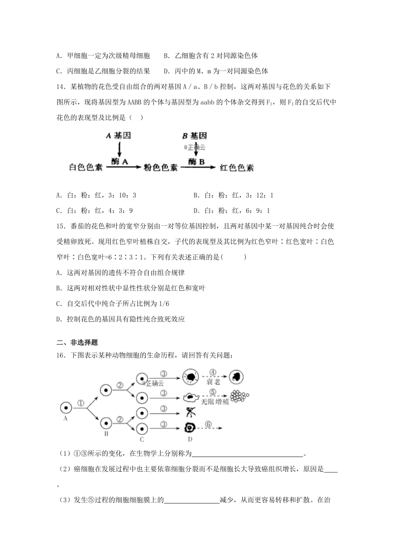 四川省广元市2018-2019学年高一生物下学期期中试题.doc_第3页