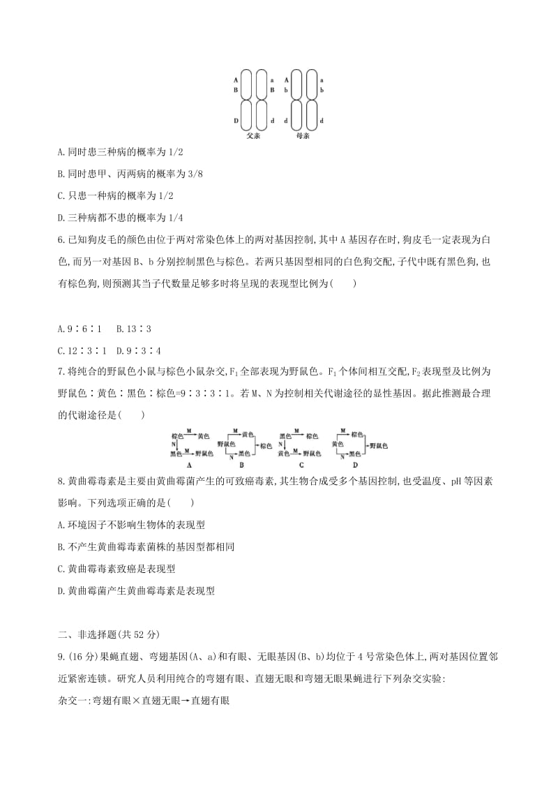 （北京专用）2019版高考生物一轮复习 精练10 理解规律、把握本质诠释遗传基本规律问题.doc_第2页