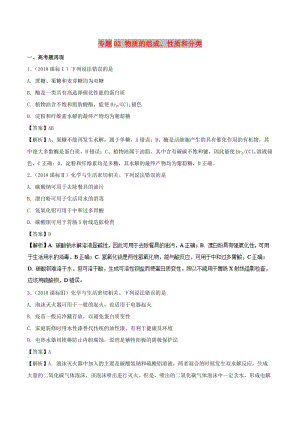 2019高考化學 難點剖析 專題02 物質(zhì)的組成、性質(zhì)和分類講解.doc