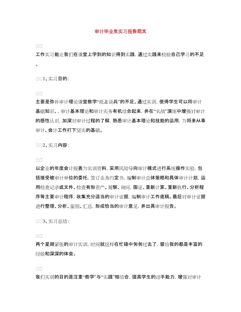 审计毕业生实习报告范文.doc_第1页