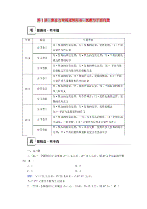 2019版高考數(shù)學(xué)二輪復(fù)習(xí) 第1篇 專題1 高考送分專題自檢 第1講 集合與常用邏輯用語、復(fù)數(shù)與平面向量學(xué)案.doc