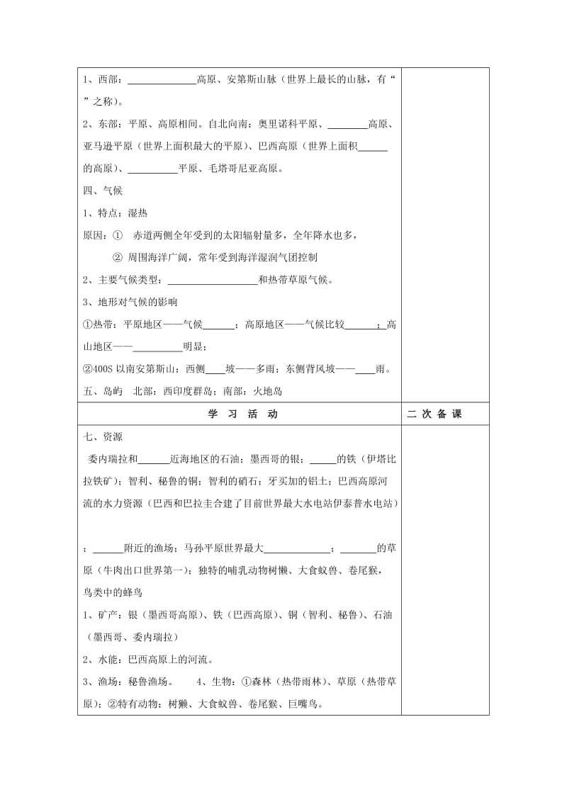 吉林省伊通满族自治县高中地理 世界地理 第六章 拉丁美洲 巴西学案 新人教版必修2.doc_第2页