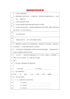 遼寧省撫順市高中化學 第四章 非金屬及其化合物 4.2 富集在海水中的元素-氯導學案1新人教版必修1.doc