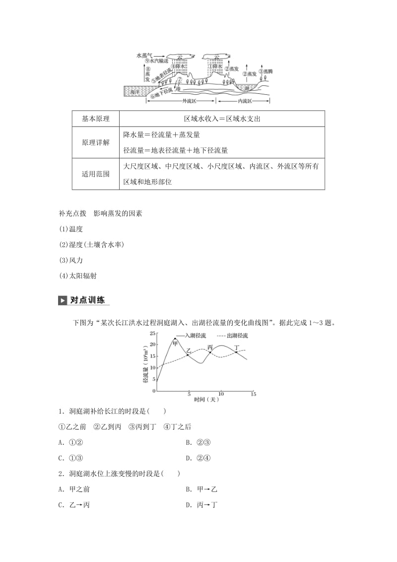 2019版高考地理二轮复习 考前三个月 专题三 水体运动原理 常考点一 水循环及其地理意义练习.doc_第2页