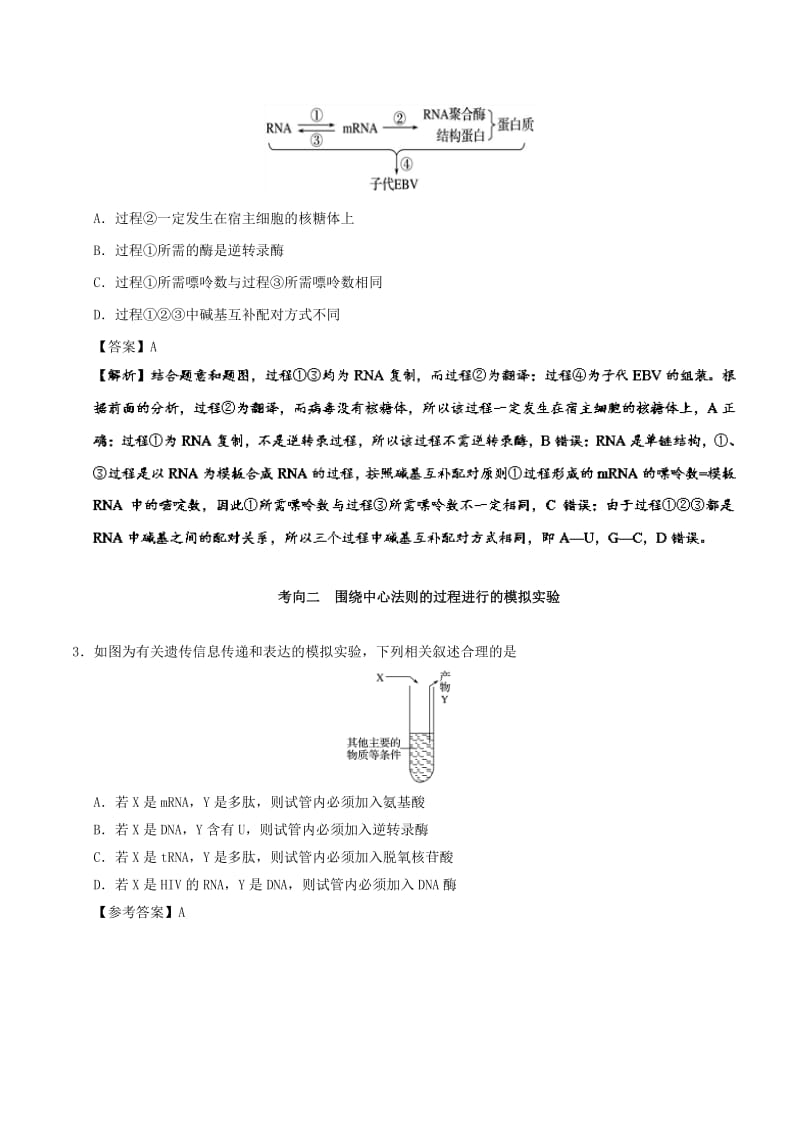 2019年高考生物 考点一遍过 考点33 中心法则及其发展（含解析）.doc_第2页