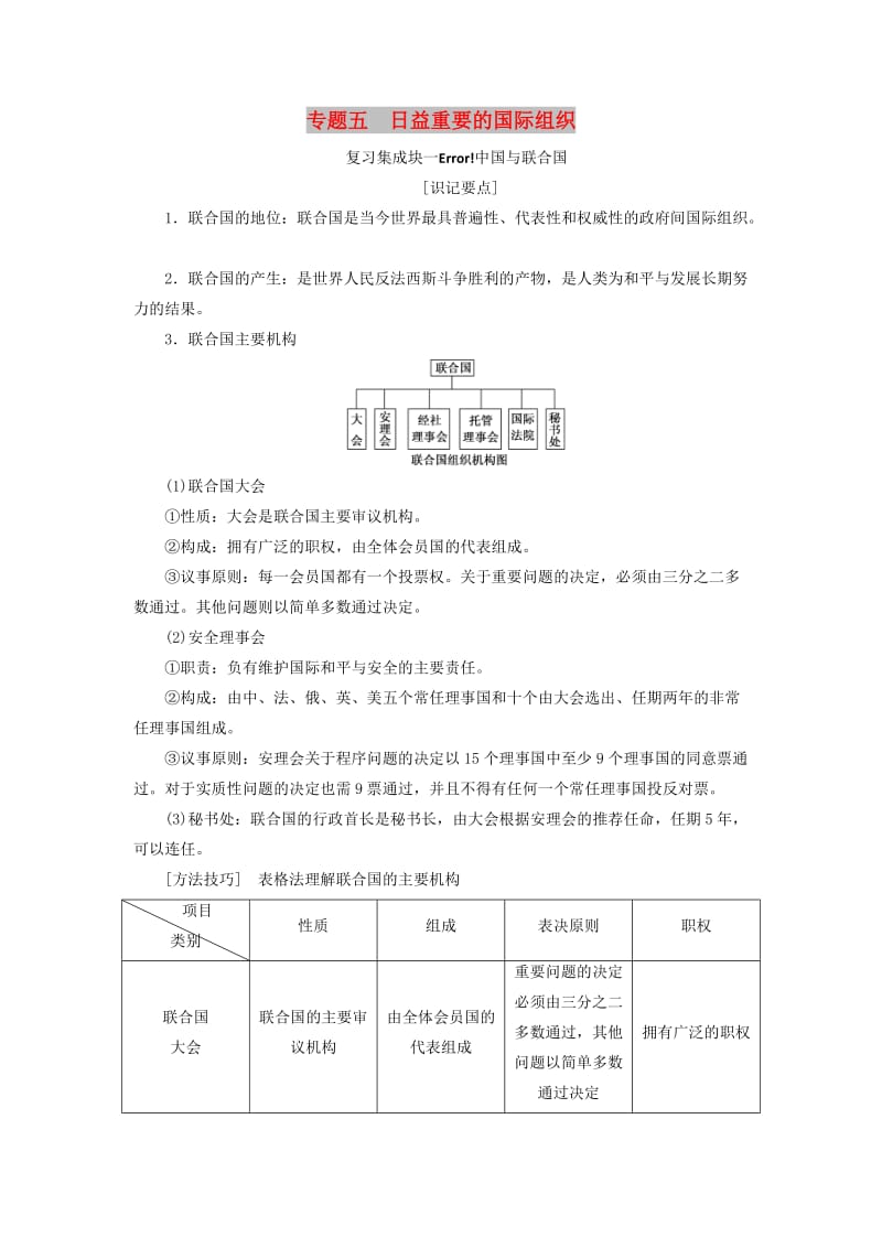 （新课改省份专用）2020高考政治一轮复习 第五模块 专题五 日益重要的国际组织讲义（含解析）.doc_第1页