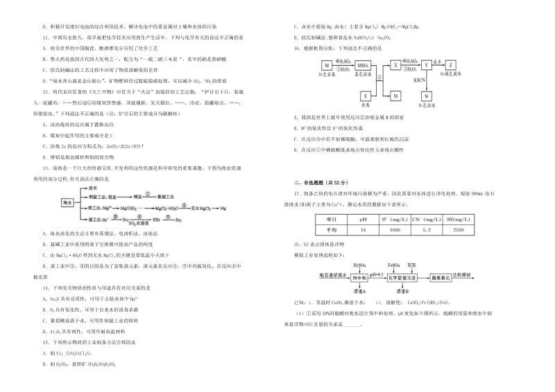 2019年高考化学一轮复习 第十四单元 化学与自然资源的开发利用单元B卷.doc_第2页