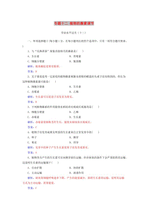 2019高中生物學(xué)業(yè)水平復(fù)習(xí) 專題十二 植物的激素調(diào)節(jié)學(xué)業(yè)水平過(guò)關(guān).doc