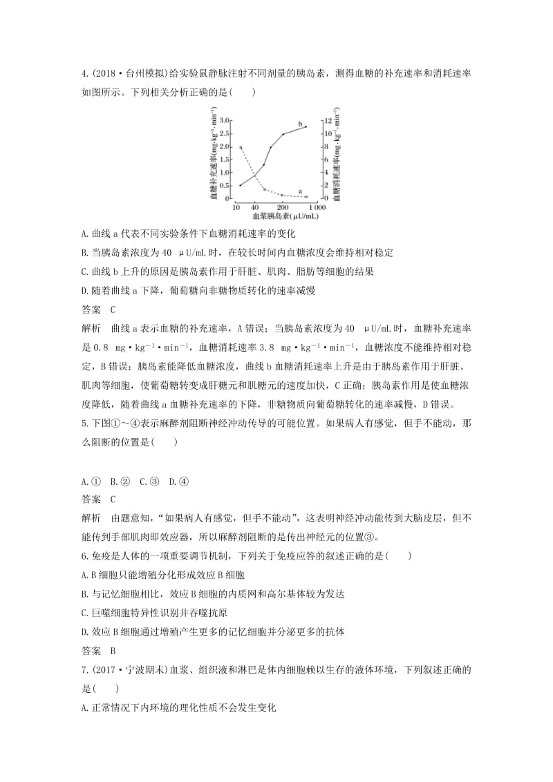 2019版高考生物二轮专题复习必考选择题对点专练9人体稳态调节与免疫.doc_第2页