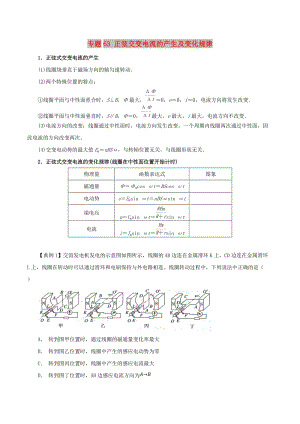 2019高考物理一轮复习 微专题系列之热点专题突破 专题63 正弦交变电流的产生及变化规律学案.doc