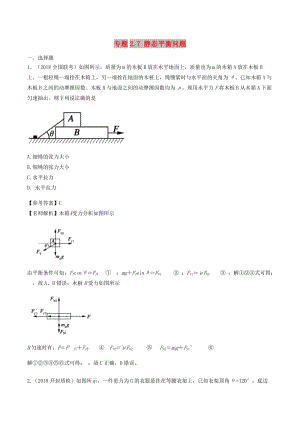 2019年高考物理一輪復(fù)習(xí) 專題2.7 靜態(tài)平衡問題千題精練.doc