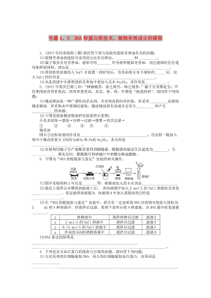 2019版高考生物一輪總復(fù)習(xí) 生物技術(shù)實踐 專題4、5 DNA和蛋白質(zhì)技術(shù)、植物有效成分的提取課時練 選修1 .doc