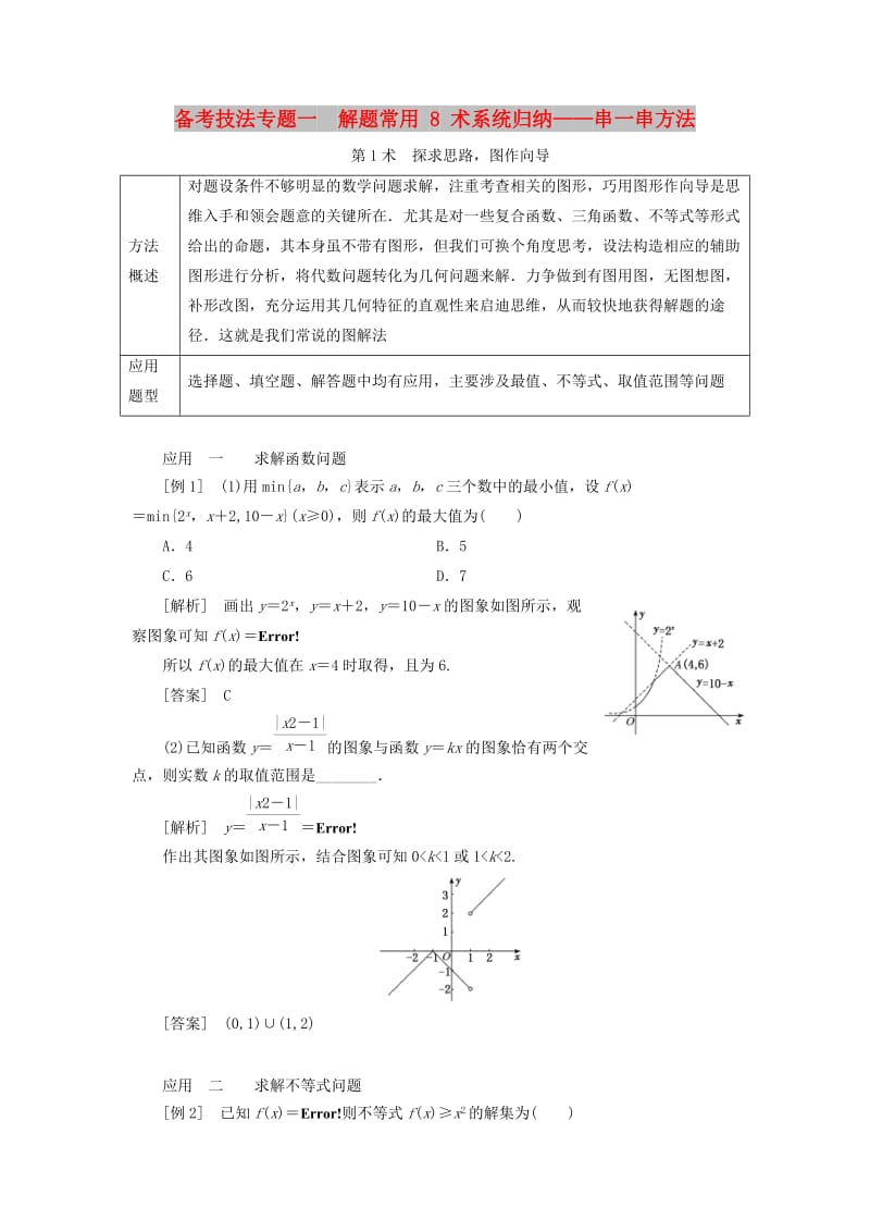 （通用版）2019版高考数学二轮复习 第二部分 备考技法 专题一 解题常用8术系统归纳——串一串方法讲义 理（普通生含解析）.doc_第1页