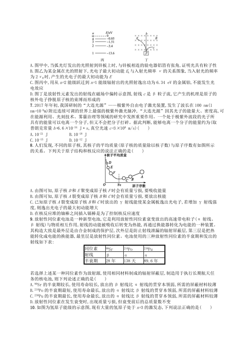 （浙江专用）2019版高考物理大二轮复习优选习题 专题五 加试选择专题 提升训练19 波粒二象性和原子物理.doc_第2页