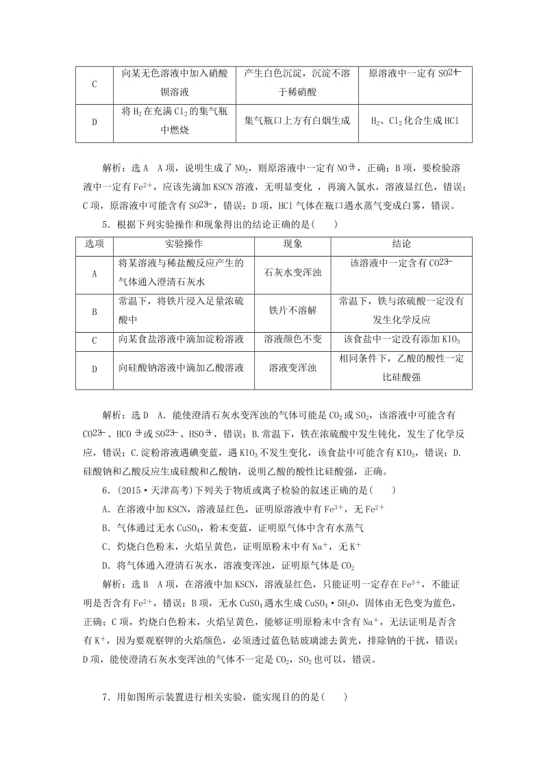 （通用版）2020高考化学一轮复习 跟踪检测（五十九）实验方法（2）物质的检验与鉴别（含解析）.doc_第2页