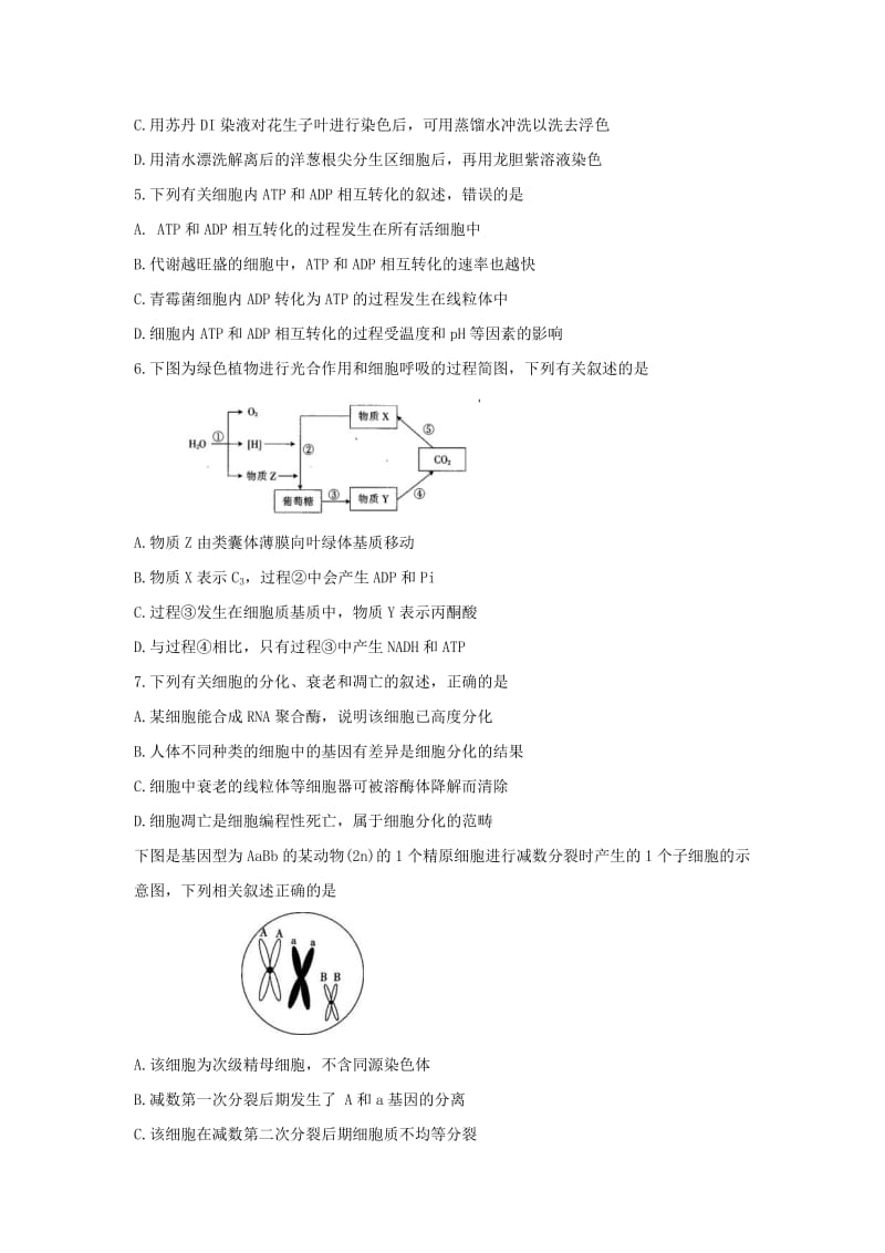 河南省2019届高三生物上学期12月阶段性检测试题（三）.doc_第2页