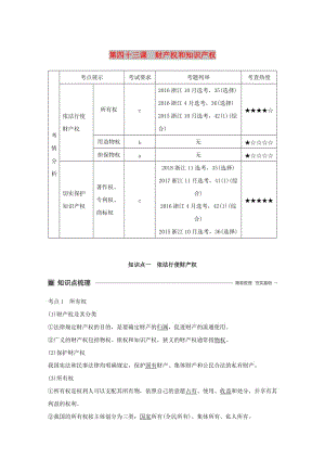 浙江專用版2020版高考政治大一輪復(fù)習(xí)第十六單元生活中的法律常識(shí)第四十三課財(cái)產(chǎn)權(quán)和知識(shí)產(chǎn)權(quán)講義.doc