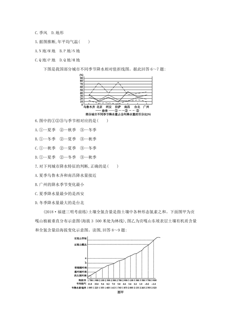 2019版高考地理二轮总复习 小题增分练01 特征特点类.doc_第2页